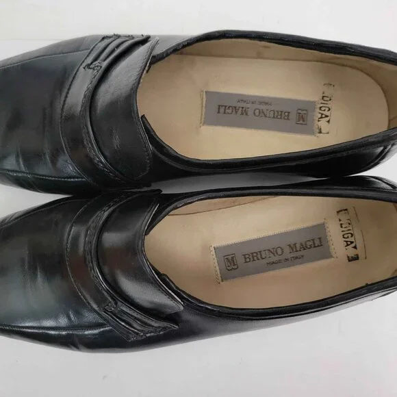 Vintage Bruno Magli Italian Loafers Black Leather Men's 8.5 M NEAR MINT - Picture 6 of 10